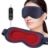 Dark Blue 3D Surround Heated Eye Massager with 1.2M USB-C Digital Display Controller Cable, 3 Heat and 6 Vibration Modes - Portable Total Blackout Sleep Mask for Travel Office Dark Circles & Eye Fatigue