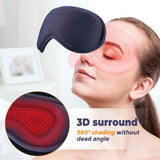Dark Blue 3D Surround Heated Eye Massager with 1.2M USB-C Digital Display Controller Cable, 3 Heat and 6 Vibration Modes - Portable Total Blackout Sleep Mask for Travel Office Dark Circles & Eye Fatigue