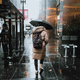 Black 97CM Large Folding Automatic Travel Umbrella with 8 Reinforced Fiberglass Ribs - Lightweight Compact Rain & Sun Shield for Backpack Travel and Commuting
