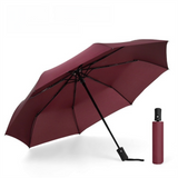 Wine Red 97CM Large Folding Automatic Travel Umbrella with 8 Reinforced Fiberglass Ribs - Lightweight Compact Rain & Sun Shield for Backpack Travel and Commuting