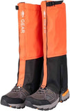 Orange Breathable Nylon Waterproof Hiking Leg Gaiters and Snow Boot Gaiters (Fleece Lining) - Unisex Adjustable Sand & Mud Protection for Mountaineering & Desert Trekking, S Size