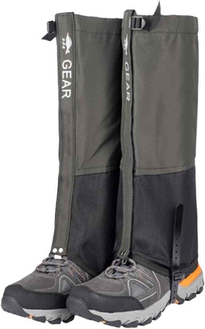 Green Breathable Nylon Waterproof Hiking Leg Gaiters and Snow Boot Gaiters (Fleece Lining) - Unisex Adjustable Sand & Mud Protection for Mountaineering & Desert Trekking, L Size