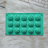 2PCS Green 3D Rose Shaped Silicone Baking Mold (15 Cavity) - Non-Stick Cake Chocolates & Jelly Pan - Durable Flexible Easy Release for Holiday Desserts