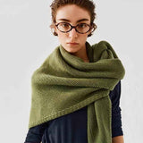 Dark Grey Retro Wool Blend 190x70cm Knitted Triangle Scarf - Multifunction Warm Shawl Wrap with Elegant Minimalist Design for Fall Winter Versatile Styling
