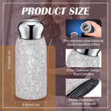 White Handmade Luxury Diamond Insulated Water Bottle – Bling Rhinestone 304 Stainless Steel Pocket Mug (260ml)