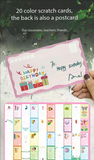 35-Piece Kids Rainbow Scratch Paper Kit - 20PCS Magic Scratch Art Cards with Postcard Back,  - Pointillism Art Craft for Children 6 Years and Up