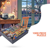 2 PCS 1000 Piece Jigsaw Puzzle for Adults - Animal & Landscape Art Design, Stress Relief Brain Game - Premium Quality Paper Puzzle for Teens Adults Ages 14+ 【home+lake】