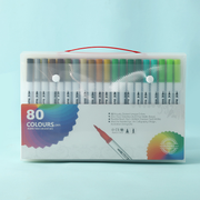 White  80 COLOURS Dual-Tip Watercolor Marker Set - Colors Washable Art Pens with Brush & Fine Tips for Kids, Students & Artists