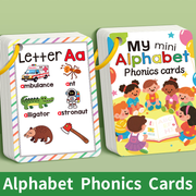 Colorful Alphabet Phonics Flash Cards 27 PCS, ABC Learning Cards with Initial Sound Pictures, Montessori Educational English Letter Recognition Cards, Preschool Literacy Teaching Aids for Kids Ages 3+, Early Reading Development Toy