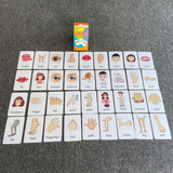 4-Set  Kids Early Education Flash Cards, Montessori Cognitive Development Toys for Toddlers Ages 4+, Educational Gift for Boys Girls【Vegetables+Fruits+Colour+Body Parts】