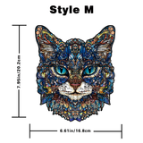 M Style Blue-Eyed Cat Wooden Jigsaw Puzzle -Irregular Animal Shaped Puzzle, Laser Cut 3D Craft, Stress Relief Brain Game Gift for Adults 14+
