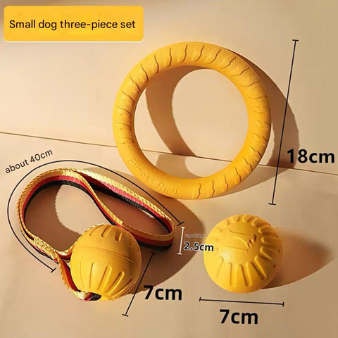 3-Piece Small Dog EVA Floating Dog Ring Toy Set – Interactive Tug-of-War Ring and Water Frisbee, durable chew and teething toy, suitable for training, teeth cleaning, and outdoor play, lightweight floating design