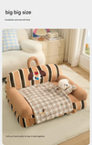 S size 2-Piece Plaid Apple Pet Blanket and Pillow Set - Soft Cotton Plush Sleeping Mat for Dogs and Cats, All-Season Reversible Cushion Bed with Cute Bear Pillow, Machine Washable Pet Bed Accessories