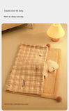 M size 2-Piece Plaid Apple Pet Blanket and Pillow Set - Soft Cotton Plush Sleeping Mat for Dogs and Cats, All-Season Reversible Cushion Bed with Cute Bear Pillow, Machine Washable Pet Bed Accessories