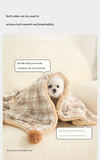L size 2-Piece Plaid Apple Pet Blanket and Pillow Set - Soft Cotton Plush Sleeping Mat for Dogs and Cats, All-Season Reversible Cushion Bed with Cute Bear Pillow, Machine Washable Pet Bed Accessories