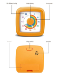 Orange Visual timer for children and the kitchen – a 60-minute rainbow countdown timer, silent operation, suitable for cooking, studying, and everyday tasks. Battery powered (batteries not included), made of ABS plastic
