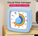 Pink Visual timer for children and the kitchen – a 60-minute rainbow countdown timer, silent operation, suitable for cooking, studying, and everyday tasks. Battery powered (batteries not included), made of ABS plastic