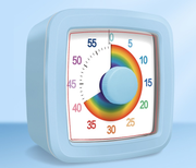 Blue Visual timer for children and the kitchen – a 60-minute rainbow countdown timer, silent operation, suitable for cooking, studying, and everyday tasks. Battery powered (batteries not included), made of ABS plastic