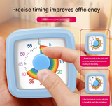 Blue Visual timer for children and the kitchen – a 60-minute rainbow countdown timer, silent operation, suitable for cooking, studying, and everyday tasks. Battery powered (batteries not included), made of ABS plastic