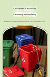 5-piece cup Creative Trash Can Ceramic Mug with Shovel Spoon - 400ml Funny Garbage Bin Coffee Cup with Lid - Novelty Gag Gift for Birthday Christmas - Quirky Kitchen Cup for Home Office【Green+Red+Blue+Yellow+Grey】