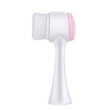 Pink 3D Dual-Sided Facial Cleansing Brush - Silicone and Soft Bristle - Manual Face Scrubber for Deep Pore Cleaning, Exfoliation, and Makeup Removal, Gentle Skin Care Tool for Daily Use