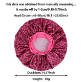 Aquarius -Rose Red Leopard Print Satin Sleep Bonnet -  Large Size Hair Protection Cap with Elastic Band, Soft Lined for Curly Hair, Night Wear and Spa Use