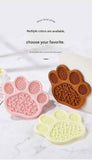 Brown Silicone Slow Feeder Lick Mat for Dogs and Cats - Paw Shaped Non Slip Pet Bowl with Suction Cups - BPA Free, Dishwasher Safe, Freezer Safe, Anxiety Relief, Easy Clean, 20x17cm - Pink, Brown, Yellow