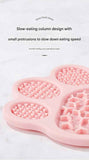 Pink Silicone Slow Feeder Lick Mat for Dogs and Cats - Paw Shaped Non Slip Pet Bowl with Suction Cups - BPA Free, Dishwasher Safe, Freezer Safe, Anxiety Relief, Easy Clean, 20x17cm - Pink, Brown, Yellow