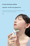 Red Neck and Face Massager - 3 Colour Light Therapy, EMS Microcurrent, Vibration & Heat - Rechargeable Anti-Ageing Device for Wrinkles, Neck Lines, Jawline & Skin Tightening - Portable Home Beauty Tool