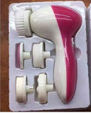 Pink 5-in-1 Electric Facial Cleansing Brush - Rotating Face Scrubber with 5 Interchangeable Heads for Deep Pore Cleaning, Exfoliating & Massaging - Battery Operated (2 x AA, Not Included)