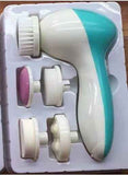 Green 5-in-1 Electric Facial Cleansing Brush - Rotating Face Scrubber with 5 Interchangeable Heads for Deep Pore Cleaning, Exfoliating & Massaging - Battery Operated (2 x AA, Not Included)