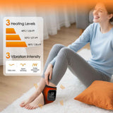 Grey 2-piece Wireless Electric Ankle Massager with Heat and Vibration - 3 Heating Levels, 3 Vibration Modes, 15 Min Timer, 2000mAh Rechargeable Battery - Cordless Foot and Ankle Pain Relief Wrap for Men and Women
