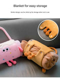 Black Cat 80*100cm Cartoon Hand-Carry Roll-Up Blanket - Plush Flannel Nap Blanket with Pillow Function, Portable Office & Travel Throw for Home, Car, and Sofa Use - Soft, Machine Washable, Multi-Scene Use