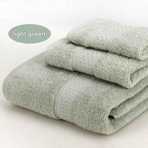 3-Piece Light Green Towel Set - Soft Absorbent Bath, Hand & Face Towels with Jacquard Weave, Gift Set for Home, Hotel, or Gifting - Durable, Low-Lint, Machine Washable