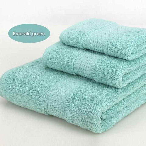 3-Piece Emerald green Towel Set - Soft Absorbent Bath, Hand & Face Towels with Jacquard Weave, Gift Set for Home, Hotel, or Gifting - Durable, Low-Lint, Machine Washable
