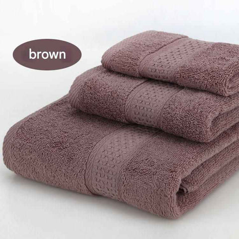 3-Piece Brown Towel Set - Soft Absorbent Bath, Hand & Face Towels with Jacquard Weave, Gift Set for Home, Hotel, or Gifting - Durable, Low-Lint, Machine Washable