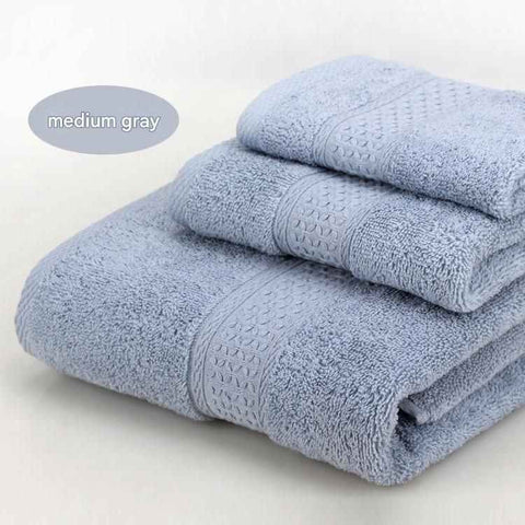 3-Piece Medium Gray Towel Set - Soft Absorbent Bath, Hand & Face Towels with Jacquard Weave, Gift Set for Home, Hotel, or Gifting - Durable, Low-Lint, Machine Washable