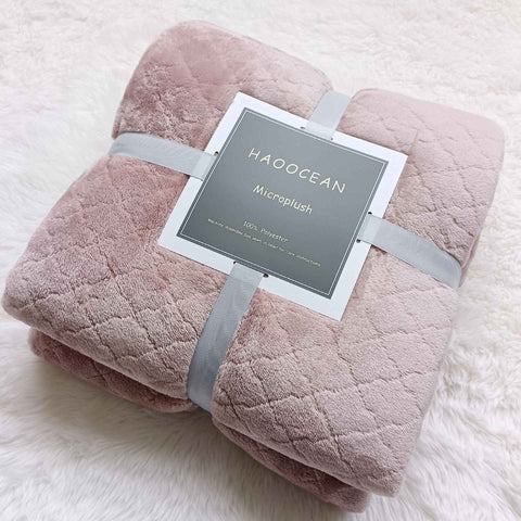 Pink 130*150cm Flannel Fleece Blanket - Quilted Diamond Pattern, Soft & Warm Polyester Throw for Office Nap, Sofa, Travel & Bed Use