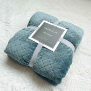 Green 70*100cm Flannel Fleece Blanket - Quilted Diamond Pattern, Soft & Warm Polyester Throw for Office Nap, Sofa, Travel & Bed Use