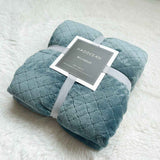 Green 70*100cm Flannel Fleece Blanket - Quilted Diamond Pattern, Soft & Warm Polyester Throw for Office Nap, Sofa, Travel & Bed Use