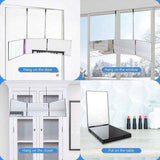Black Trifold Self Hair Cutting Mirror with Adjustable Hooks - 3-Way Folding Mirror for Barber Use, Shaving, Makeup & Styling - Portable ABS Frame with Aluminium Mirror Panels