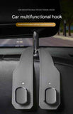 2-piece Black and Brown Alloy Dual-Hook Car Seat Back Hanger — Foldable, Faux-Suede Headrest Hook; The ideal companion for hanging handbags and shopping bags, also doubles as a mobile phone holder