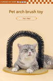 Arched Cat Grooming Brush - Self-Massage Cat Scratcher Arch with Hanging Mouse Toy - Durable PVC Bristles, Plush Base, Non-Slip Design - Interactive Cat Toy for Itch Relief and Play