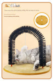 Arched Cat Grooming Brush - Self-Massage Cat Scratcher Arch with Hanging Mouse Toy - Durable PVC Bristles, Plush Base, Non-Slip Design - Interactive Cat Toy for Itch Relief and Play