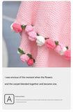 Pink and White Diameter: 80 cm -33 Woven Flowers Handmade Rose Bouquet Knit Blanket - Soft Pink Acrylic Throw with 3D Crochet Flowers - Perfect Gift for Her, Birthday, Valentine's Day, Home Decor