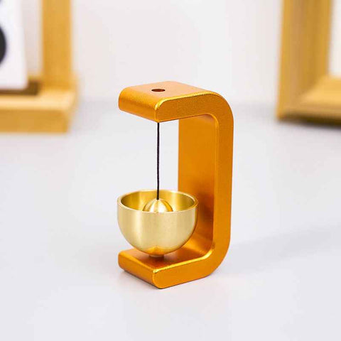 Orange Magnetic Door Bell Chime - Dopamine Style Brass Bell with Alloy Frame - No Drill Entry Door Chime for Home, Office, Fridge - Modern Japanese Design, Crisp Sound, Easy Install