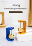 Yellow Magnetic Door Bell Chime - Dopamine Style Brass Bell with Alloy Frame - No Drill Entry Door Chime for Home, Office, Fridge - Modern Japanese Design, Crisp Sound, Easy Install