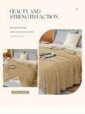 150*200cm Brown Solid Colour Flannel Throw Blanket - Thick Double-Sided Fleece with Ribbed Texture - Soft throw blanket& Lightweight for Sofa, Bed, Office Nap, Air-Conditioned Rooms - Durable, Machine Washable, Non-Shedding