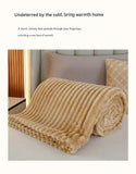 150*200cm Brown Solid Colour Flannel Throw Blanket - Thick Double-Sided Fleece with Ribbed Texture - Soft throw blanket& Lightweight for Sofa, Bed, Office Nap, Air-Conditioned Rooms - Durable, Machine Washable, Non-Shedding