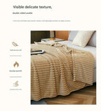 150*200cm Brown Solid Colour Flannel Throw Blanket - Thick Double-Sided Fleece with Ribbed Texture - Soft throw blanket& Lightweight for Sofa, Bed, Office Nap, Air-Conditioned Rooms - Durable, Machine Washable, Non-Shedding